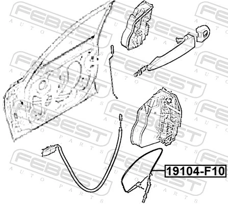 FEBEST 19104-F10 Cable Pull, door release