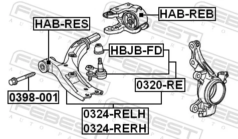 FEBEST 0398-001 Fastening Bolt, control arm