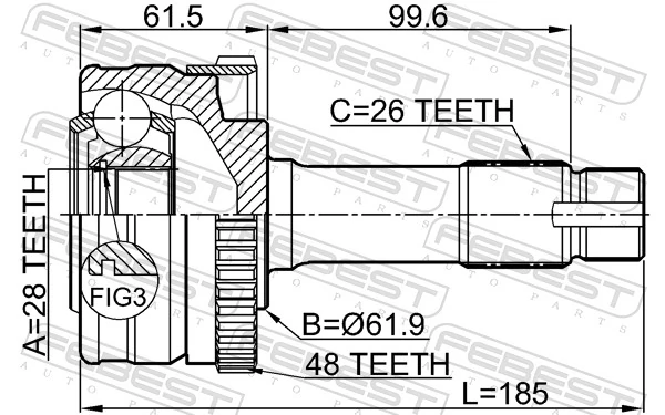 FEBEST 1610-463A48 Joint Kit, drive shaft