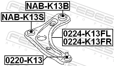 Mounting, control/trailing arm NAB-K13S