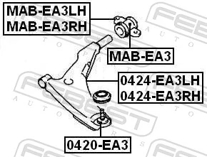 Mounting, control/trailing arm MAB-EA3RH