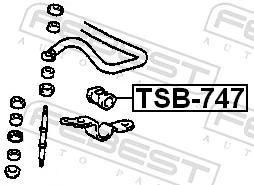 Mounting, stabiliser bar TSB-747