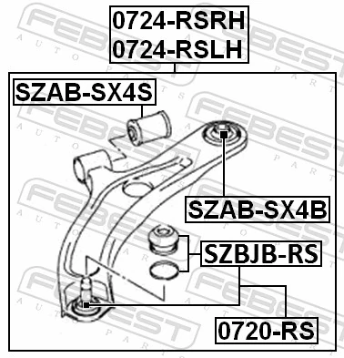 Mounting, control/trailing arm SZAB-SX4B