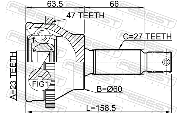 FEBEST 1210-EFATA47 Joint Kit, drive shaft