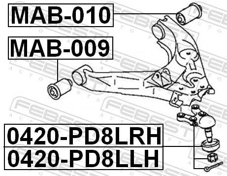 Mounting, control/trailing arm MAB-010