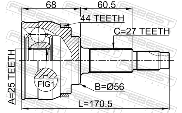 FEBEST 0210-065A44 Joint Kit, drive shaft