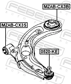 Mounting, control/trailing arm MZAB-CX3S