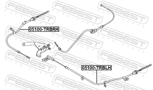 FEBEST 05100-TRBLH Cable Pull, parking brake