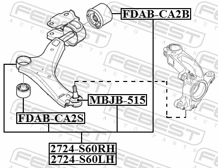 Control/Trailing Arm, wheel suspension 2724-S60RH