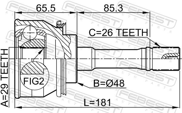 FEBEST 0710-GVSQ Joint Kit, drive shaft