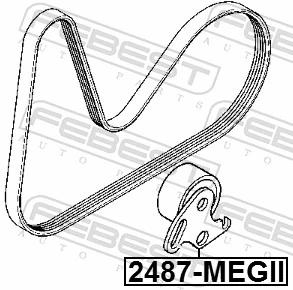 FEBEST 2487-MEGII Tensioner Pulley, V-ribbed belt