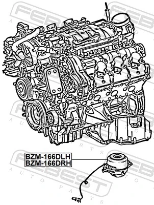 Mounting, engine BZM-166DRH