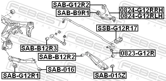 FEBEST SSB-G12R14 Mounting, stabiliser bar