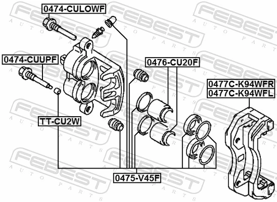 FEBEST 0477C-K94WFR Brake Caliper Bracket Set