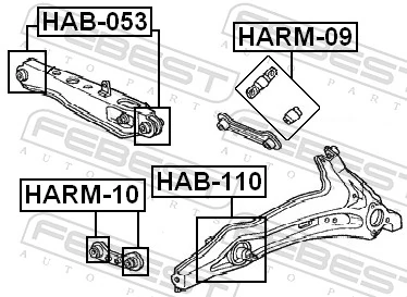 Mounting, control/trailing arm HAB-110