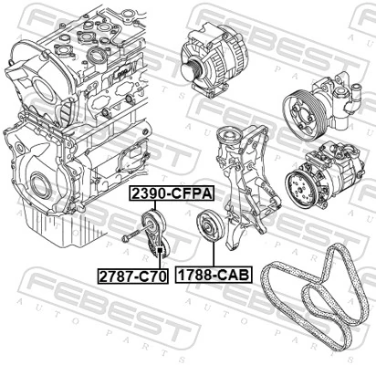 Deflection/Guide Pulley, V-ribbed belt 1788-CAB