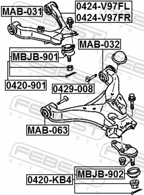 Mounting, control/trailing arm MAB-063