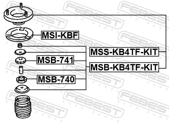 Repair Kit, suspension strut support mount MSS-KB4TF-KIT