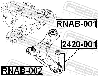 Mounting, control/trailing arm RNAB-002