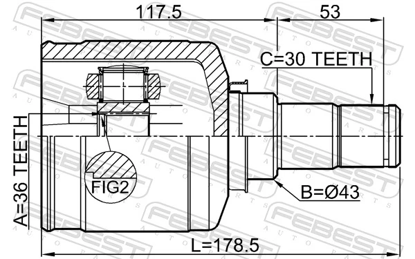 FEBEST 0411-CW6LH Joint Kit, drive shaft
