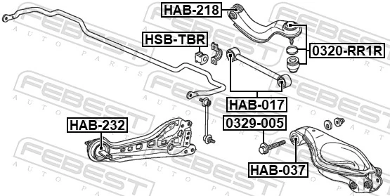 FEBEST HAB-232 Mounting, control/trailing arm