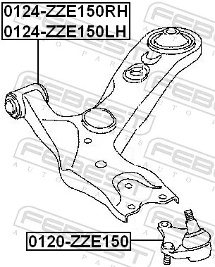 Control/Trailing Arm, wheel suspension 0124-ZZE150LH