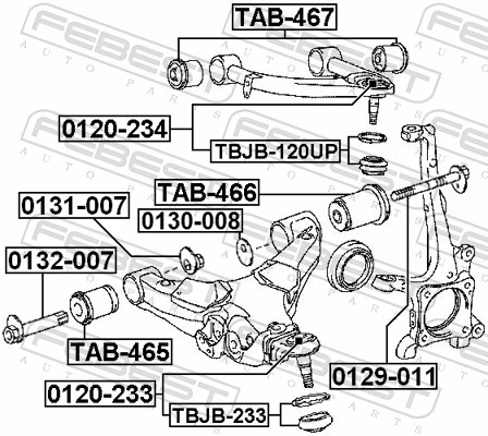 Mounting, control/trailing arm TAB-466