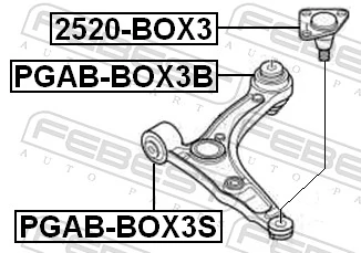 Mounting, control/trailing arm PGAB-BOX3B