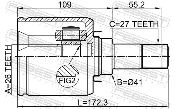 FEBEST 0411-NA4WLH Joint Kit, drive shaft