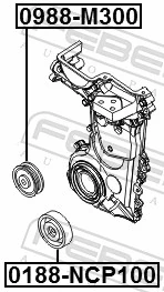 FEBEST 0988-M300 Deflection/Guide Pulley, V-ribbed belt