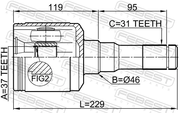 FEBEST 2111-EXPIILH Joint Kit, drive shaft
