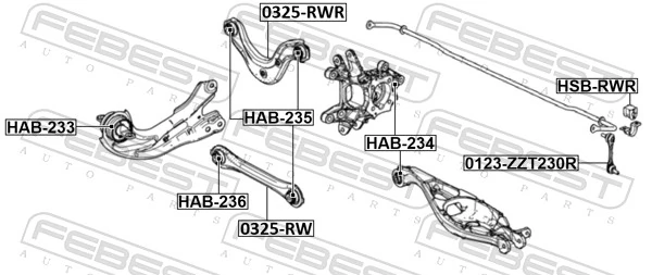 FEBEST HSB-RWR Mounting, stabiliser bar