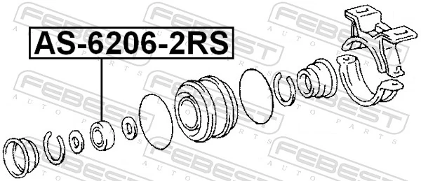 Bearing, propshaft centre bearing AS-6206-2RS