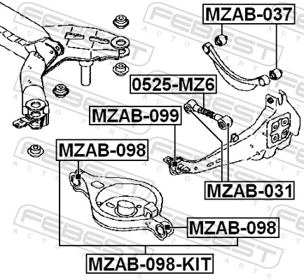 Repair Kit, control arm MZAB-098-KIT