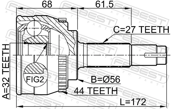 FEBEST 0210-057A44 Joint Kit, drive shaft