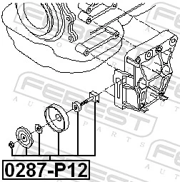 FEBEST 0287-P12 Tensioner Pulley, V-ribbed belt