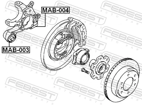 Mounting, control/trailing arm MAB-003