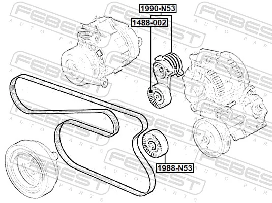 Deflection/Guide Pulley, V-ribbed belt 1988-N53
