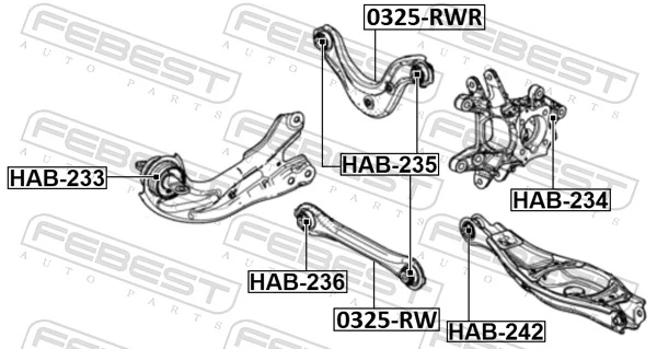 FEBEST HAB-242 Mounting, control/trailing arm