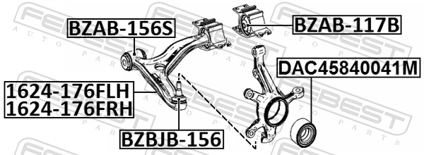 Mounting, control/trailing arm BZAB-117B