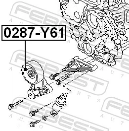 FEBEST 0287-Y61 Tensioner Pulley, V-ribbed belt