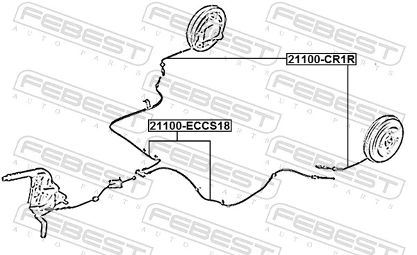 FEBEST 21100-ECCS18 Cable Pull, parking brake