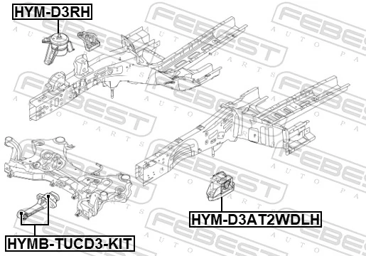 FEBEST HYM-D3AT2WDLH Mounting, engine