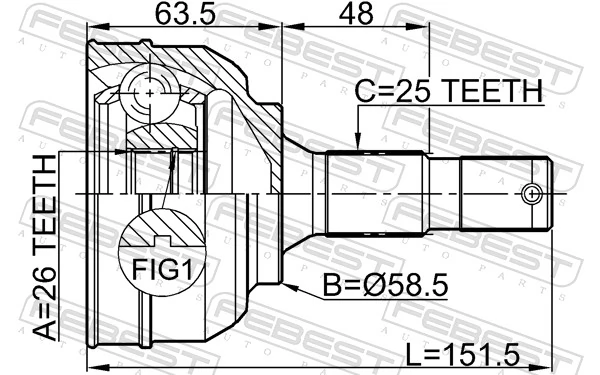 FEBEST 2510-C5 Joint Kit, drive shaft