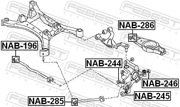 FEBEST NAB-285 Mounting, control/trailing arm