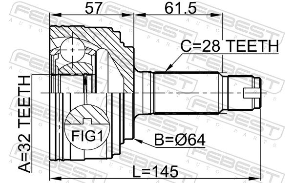 FEBEST 0310-033 Joint Kit, drive shaft