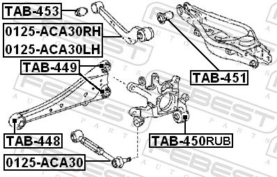 Mounting, control/trailing arm TAB-450RUB