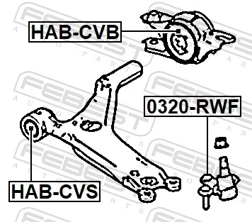 Mounting, control/trailing arm HAB-CVB