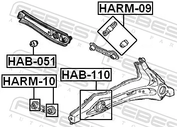 Mounting, control/trailing arm HAB-051