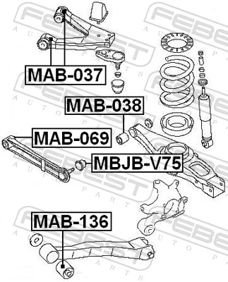 Mounting, control/trailing arm MAB-136